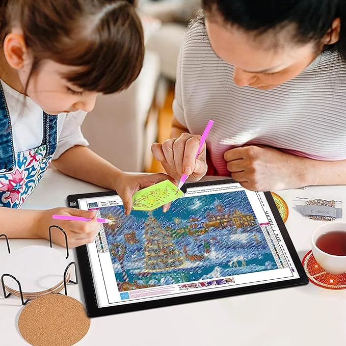 Rechargeable A3 LED Diamond Art Light Board,Tracing Light Box with Stand and Clip,3 Colors Mode Wireless Copy Pad for Diamond Painting,Weeding Vinyl,Sketching & Drawing