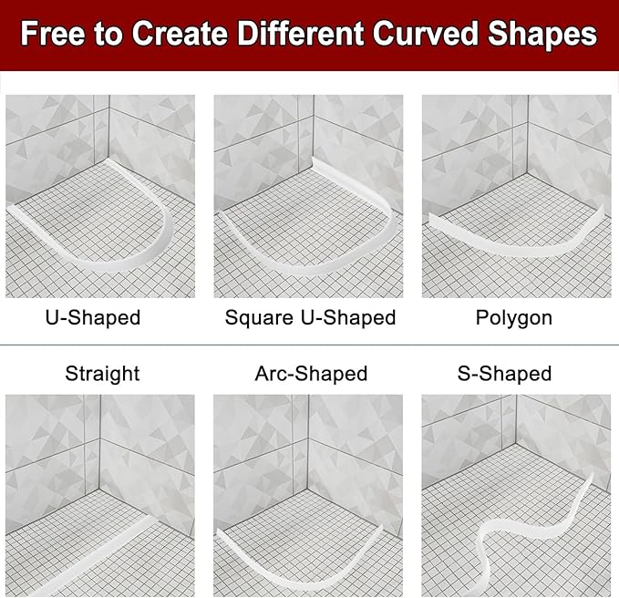 uxcell 197 Inch Flexible Quarter Round Molding Silicone Peel and Stick Trim Self Adhesive Shower Water Barrier for Corner Decor Bathroom Kitchen, White