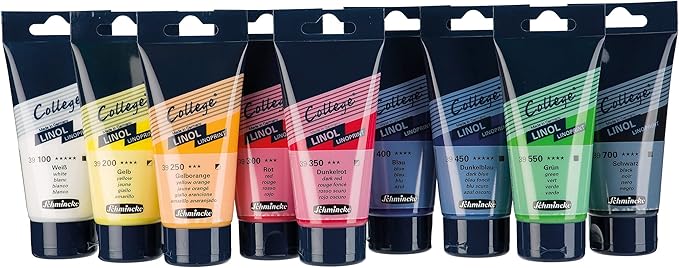 Schmincke - College Linol, Artists' lino Printing Inks, Blue in 75 ml Tube, 39400013, Low-Odour Water-Based lino Printing Ink, lightfast, Even Print