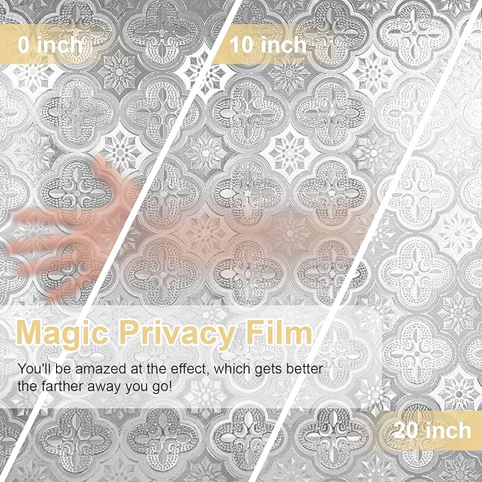 Window Privacy Film Decorative for Front Door, Bathroom Static Cling Stained Glass Sticker Opaque Heat Control UV Blocking Non-Adhesive for Home Windows 29.5 X 78.7 inches