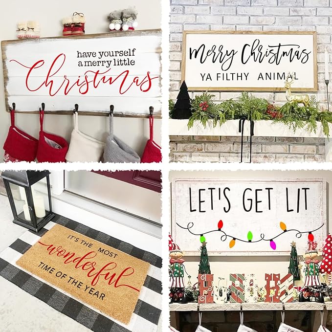 Christmas Stencils for Door Mats Reusable Large Doormat Stencils for Painting Christmas Stencil Merry Christmas Tree Templates for Doormats Wood Sign Door Hang Crafts (lets10)