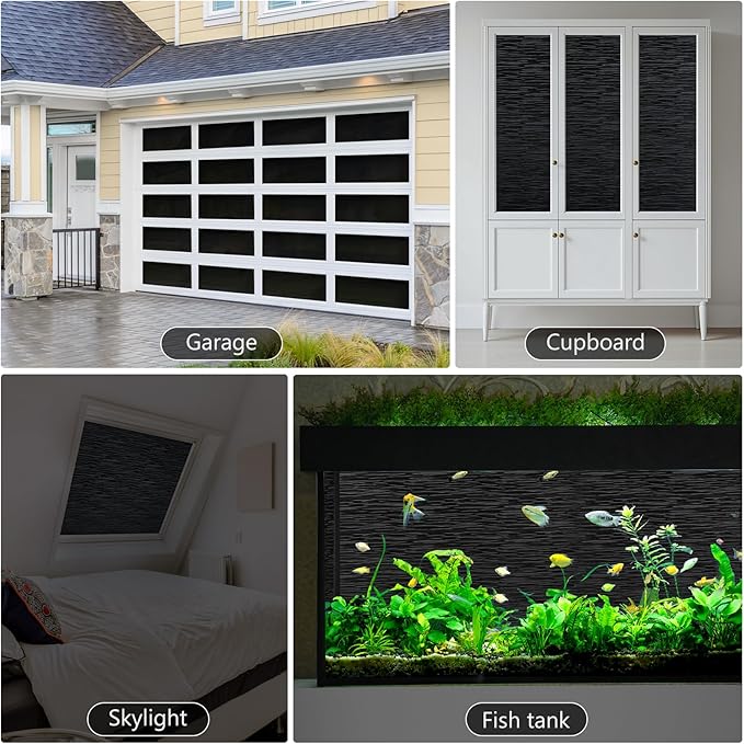Haton Blackout Window Film, Black Out Sun Blocking Window Cover, Static Cling Frosted Privacy for Glass, Heat Control Darkening Room Coverings Shades Tint for Home Day Sleep, 17.5" x 78.7"