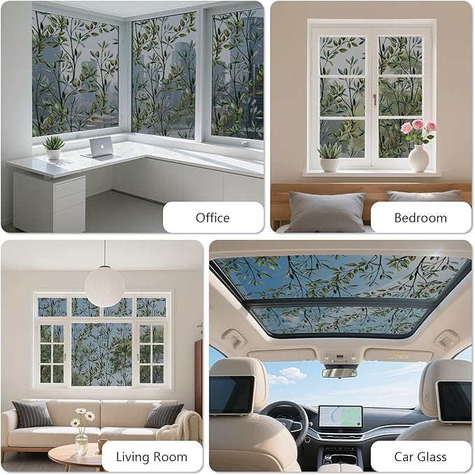 NINETREX One Way Window Privacy Film, Daytime Privacy Static Cling Sun Blocking Anti UV Reflective Window Tint for Home and Office 23.6 x 78.7 inches, Black Silver Leaf