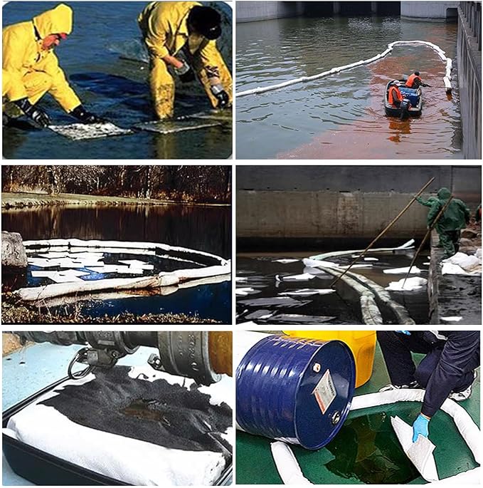 XIFENG Oil-Only Spill Kit Absorbing Spills Oil Absorbent Pads Oil Absorbent Socks Pillows 11.6 Gallon of Oils Petroleum Products for Industrial Automotive Vehicle Aid Spills (Color:only Oil)