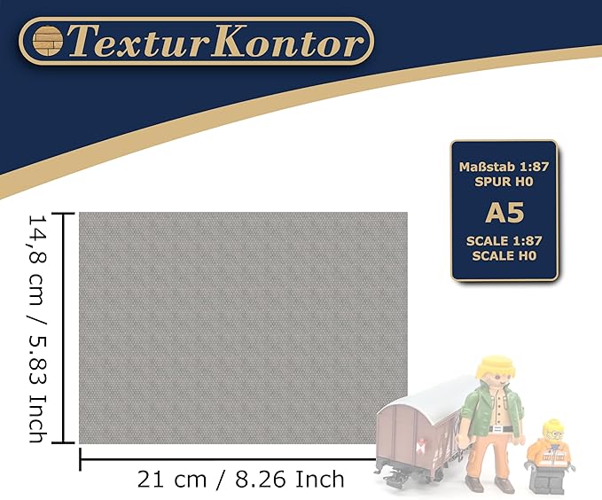 3 Sheets Self-Adhesive Decorative Film Paving Stones and Surfaces for Model Making in Scale 1:87 Scale H0 (UK: 3.5 mm Scale) (Concrete Hexagons)