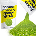 Hemway Polyurethane & Epoxy Resin Glitter 100g / 3.5oz Metallic Crystal Flake Additive for Flooring Jewelry Tumblers Glass Pigment - Microfine (1/256" 0.004" 0.1mm) - Lime Green