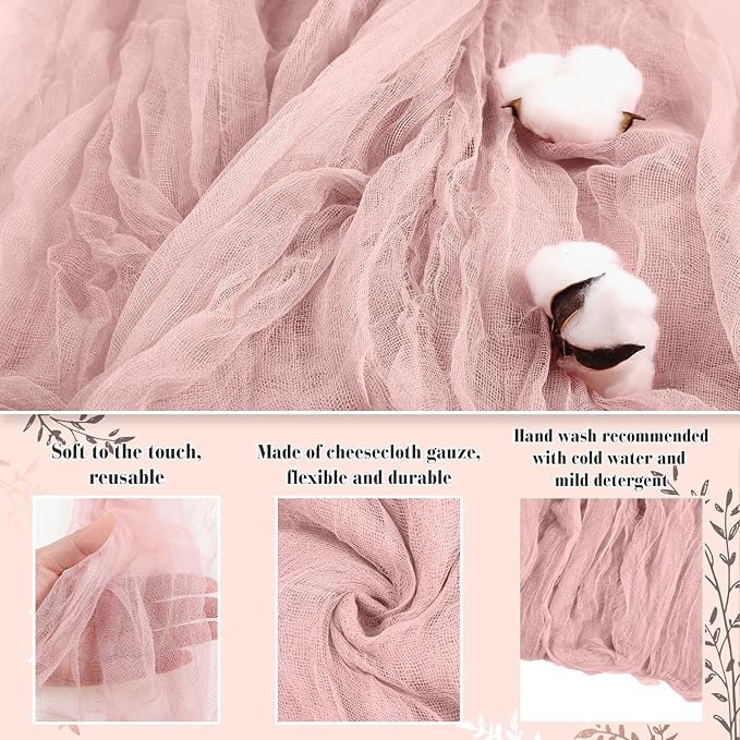 Boao Halloween Cheese Cloth 35.43 x 393.7 Inch Pink Cheesecloth Roll for Crafts Large Cotton Muslin Gauze Fabric for Halloween Outdoor & Indoor Spooky Decoration