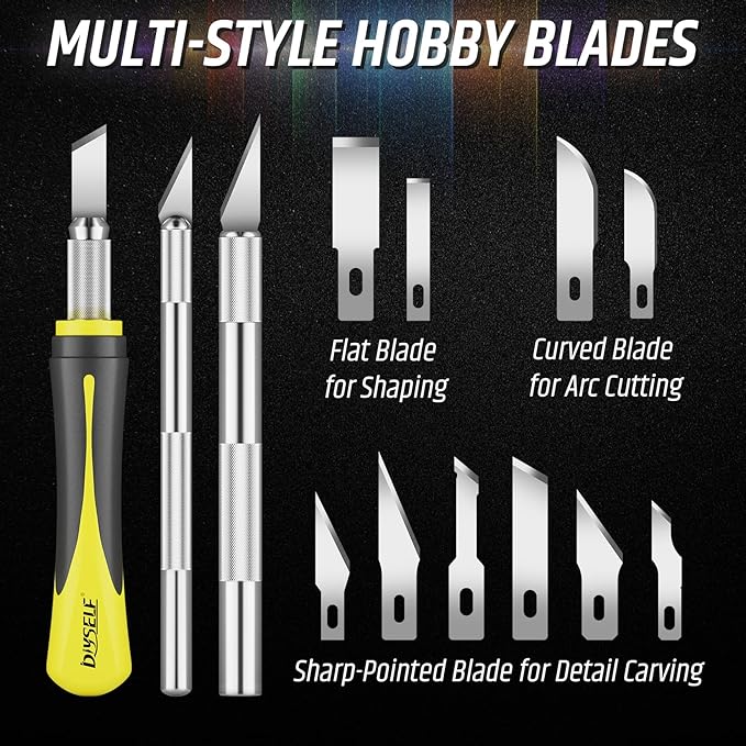 DIYSELF 16-Piece Craft Knife Set, Exacto Knife Set, 3-Piece Hobby Knife with 10-Piece Exacto Knife Blades, Precision Art Knife for Pumpkin Carving, Modeling, Exactly Knife, Pumpkin Carving Tools