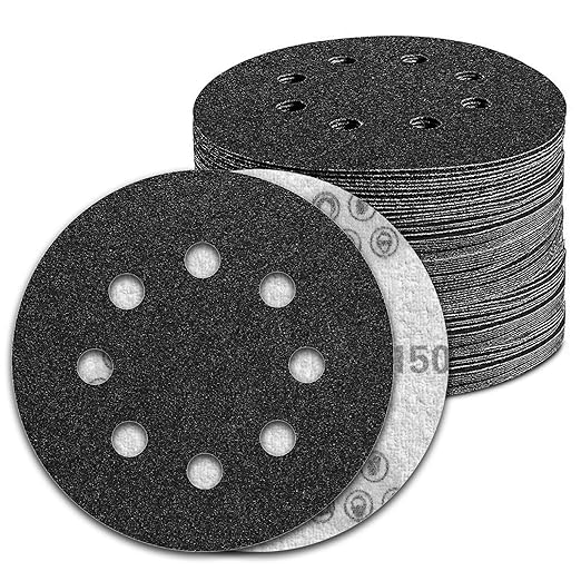 100 Pcs 5 inch Wet Dry Sanding Discs Grit 150 Hook and Loop 8 Hole Silicon Carbide Orbital Sander Sandpaper