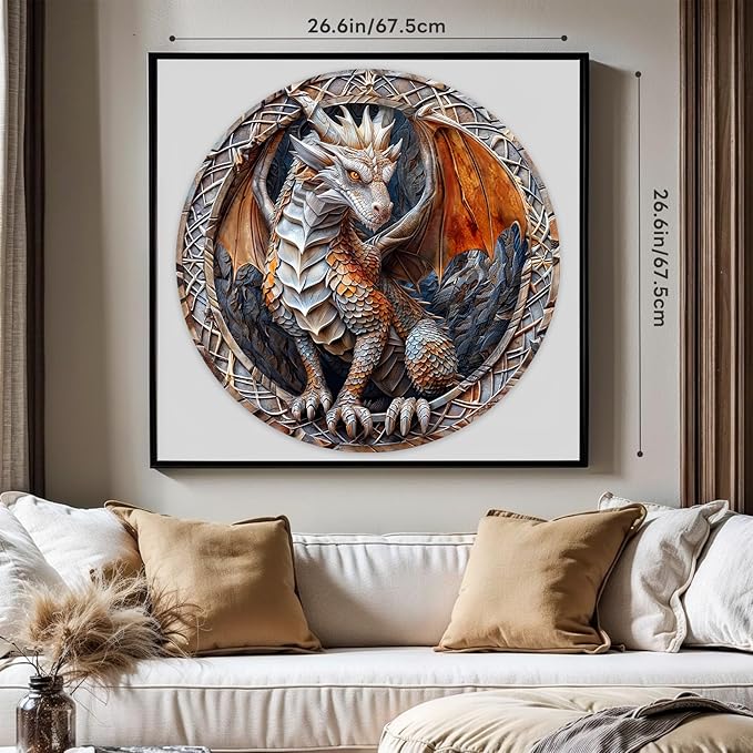masseruon Round Puzzles for Adults 1000 Pieces-Dragon Puzzle-26.6x26.6in Jigsaw Puzzles with HD Matte Finish-Hard Impossible Difficult for Adult-Challenging Gift for Puzzle Lovers Home Decor