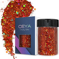 Ceya Holographic Chunky Glitter, 4.9oz/ 140g Bronze Craft Glitter Powder Mixed Fine Flakes Iridescent Nail Sequins for Nail Art, Hair, Epoxy Resin, Tumblers, Slime, Painting, Festival Decor
