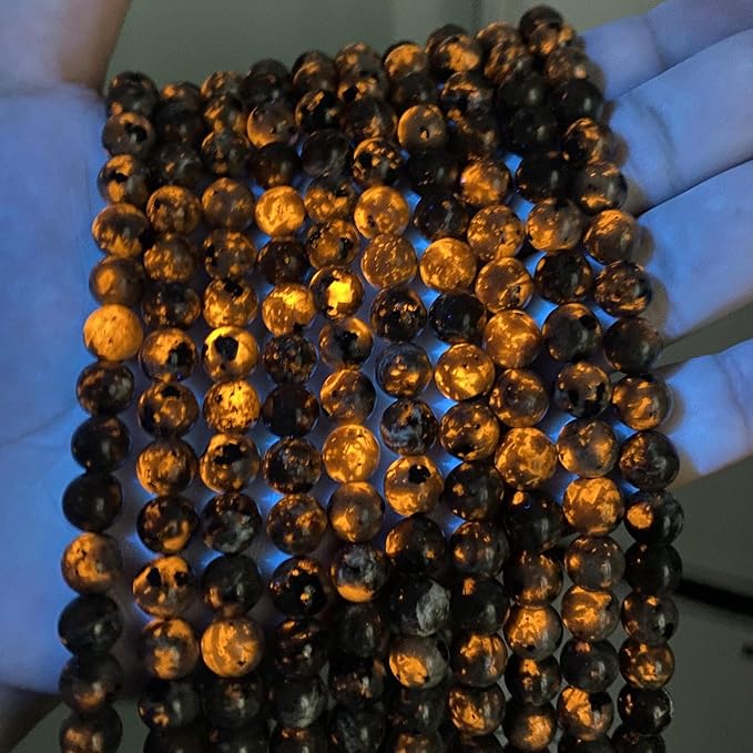 170pcs 4mm Natural Flame Yooperlite Stone Beads Round Healing Energy Power Stone Beads for Jewelry Making DIY Bracelet Necklace Earrings 32" 2 Strands