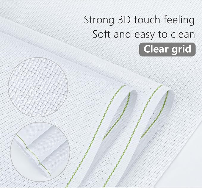 MYFAMIREA Cross Stitch Aida Fabric 11 Count, 59 by 39 Inch Large Size, Classic Reserve Cross Stitch Aida Cloth for Home DIY Embroidery Decoration