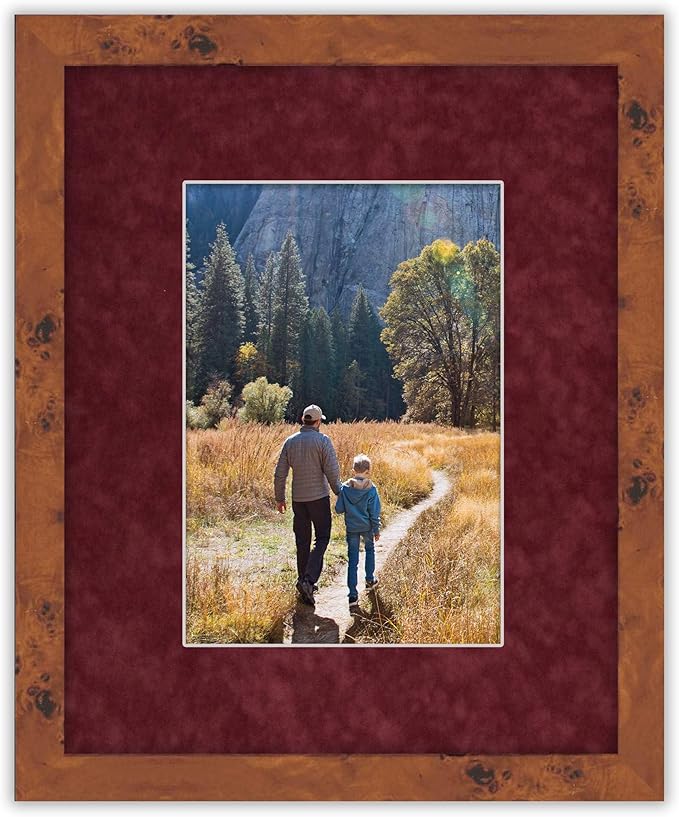 Pack of 25 Acid Free 11x14 Mats Bevel Cut for 8.5x11 Photos - Dark Red Suede Precut Matboards With Backing Boards and Clear Photo Mat Bags For Pictures, Photos, Framing - 4-ply Thickness