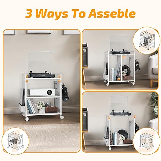 PLKOW Video Game Storage Rack, Game Storage Organizer for Consoles, Controllers, Headphones PS5 PS4 Xbox Switch Nintendo Accessories, Rolling PS5 Console Stand, Perfect Holiday Present, White