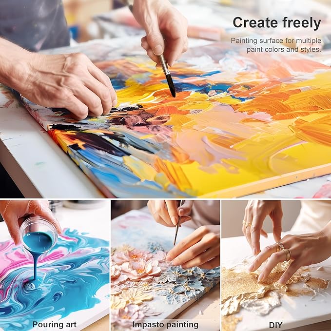 PHOENIX Stretched Canvas for Painting 5x7 Inch/7 Value Pack, 8 Oz Triple Primed 5/8 Inch Profile 100% Cotton White Blank Canvas,Small Framed Canvas for Oil Acrylic & Pouring Art