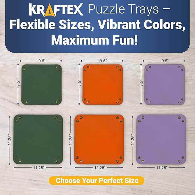 Puzzle Sorting Trays - 3X Large Puzzle Organizer for Sorting 1000 Pieces up to 3000 Pieces, Stackable Jigsaw Accessories for Adults in Orange, Green and Purple