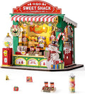 ROBOTIME DIY Miniature House Kit for Adult and Teens, Tiny House Building Kit for Family and Friends, Mini Wooden Dollhouse Kit for Halloween/Christmas/Birthday Gifts (Christmas Candy Stand)