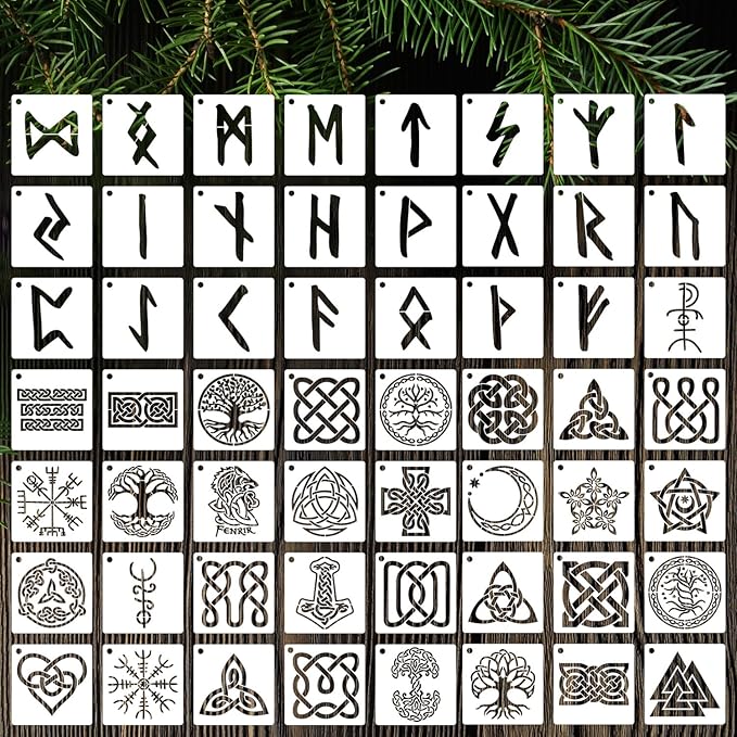 Viking Stencils for Painting 3inch Reusable Runes Stencil Celtic Template Stencils for Crafts Paint Stencils for Painting on Wood Wall Card Fabrics