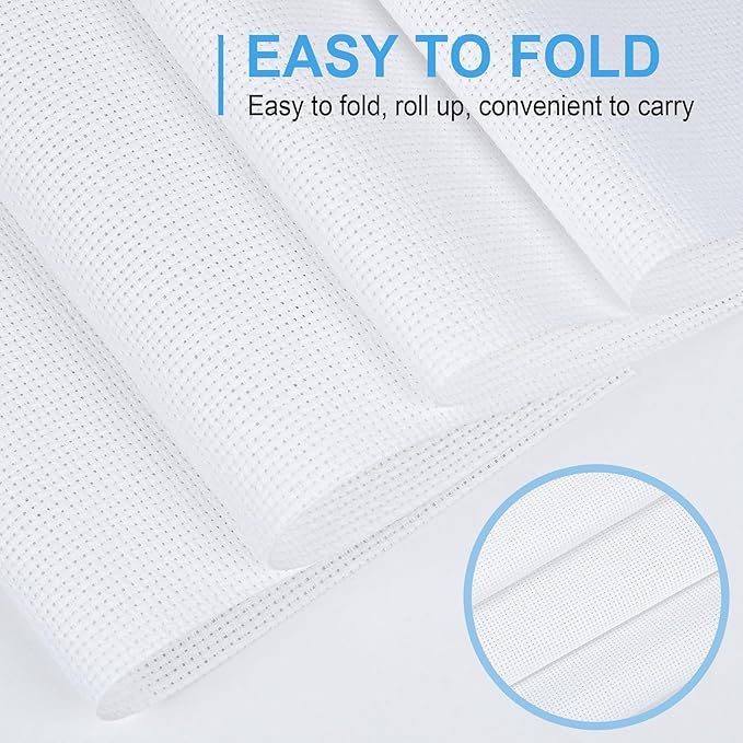 MYFAMIREA 16PCS Cross Stitch Fabric, 4 Sizes White Aida Cloth 14 Count Craft Embroidery Cloth Classic Reserve Cross Stitch for Home DIY Handmade Needlework Embroidery Decoration, 5.9 to 11.8 inch