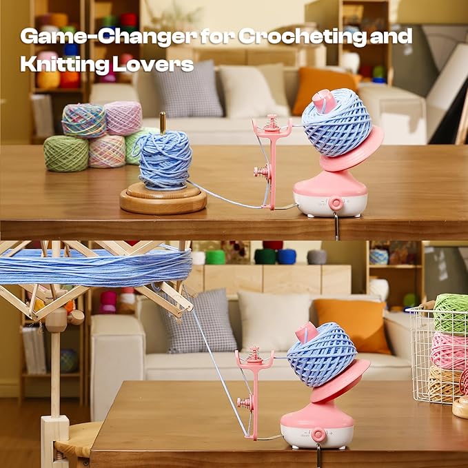 Caydo Yarn Winder, Electric Yarn Ball Winder Mini, Automatic Yarn Cake Winder with Sufficient Tension, Compact 7oz Yarn Winder for Crocheting Stepless Speed Yarn Spinner, Ideal for Crochet Enthusiasts