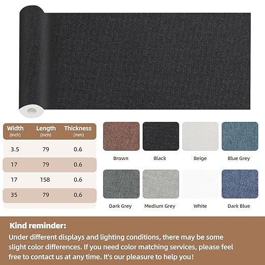Fabric Repair Patch, 17X79 Inch Fabric Large Repair Tape, Self-Adhesive Patches for Furniture, Sofa, Car Interior, Shoes, Hand Bag, Clothing (Blue Grey, 17X79 Inch)