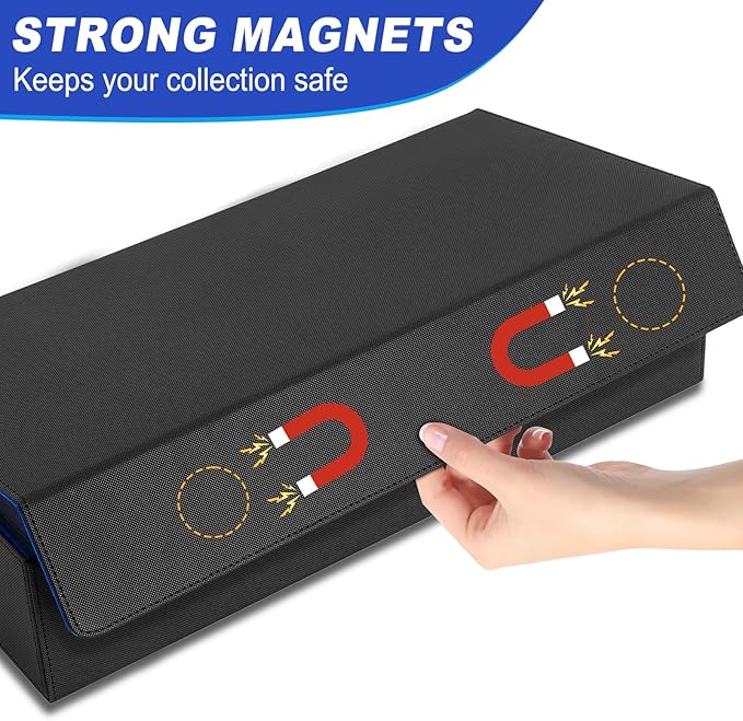 6 in1 Card Deck Box Set,X-Large Premium Trading Card Storage Case with 5 Small Box,Magnetic Game Deck Display Case Compatible with MTG/TCG/Yugioh/Magic/Commander(Black＆Blue)