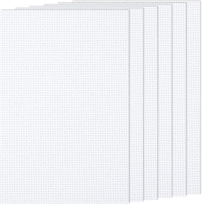 6 PCS Cross Stitch Aida Fabric 14 Count, 18 by 12 Inch, Classic Reserve Cross Stitch Aida Cloth for Home DIY Embroidery Decoration, White