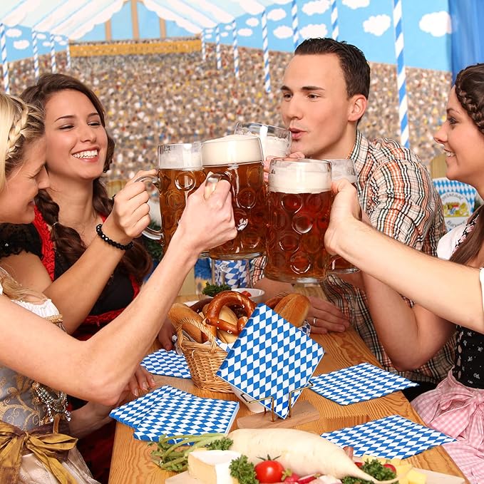 Aodaer 48 Pieces Oktoberfest Paper Napkins Disposable Oktoberfest Party Napkins Oktoberfest Cocktail Dinner Napkin Set 13" x 13" Unfolded Oktoberfest Tableware Napkins for Oktoberfest Party Supplies