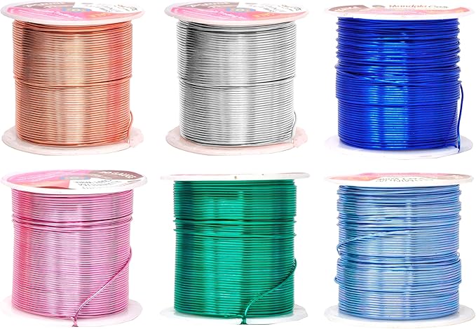 Mandala Crafts 20 Gauge Anodized Aluminum Craft Wire for Jewelry Making - 450 FT Colored Flexible Silver Copper True Blue Pink Ice Blue Green Wire - Bendable for Bonsai Armature Crafting Sculpting