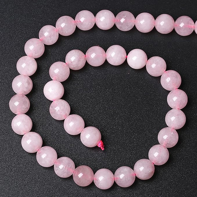32pcs 12MM Natural Rose Quartz Stone Energy Healing Beads Round Loose Beads for Jewelry Making Bracelet Necklaces 1 Strands 15"