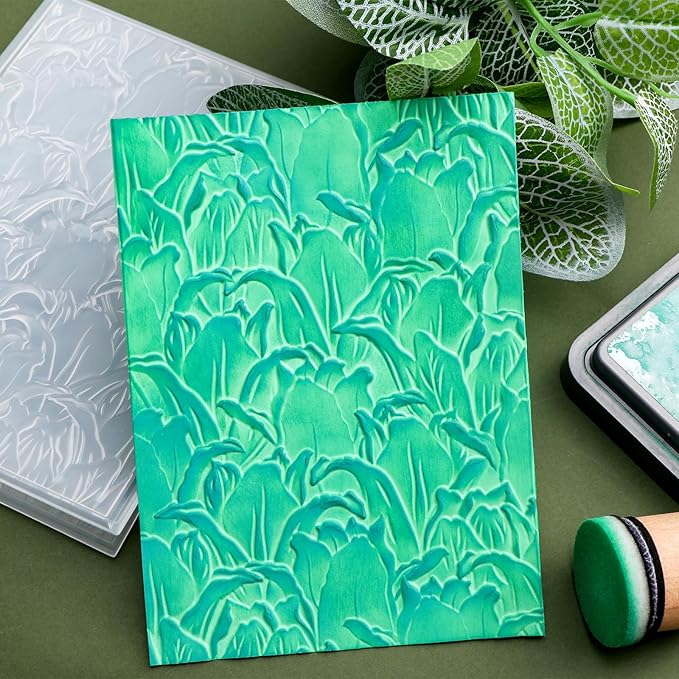 BAOFALI 3D Embossing Folder for Card Making, Leaves Plastic Texture Fades Embossing Folder Template for Scrapbooking and Other Paper Craft Album Stamps DIY Decoration 6.3" L x 4.5" W