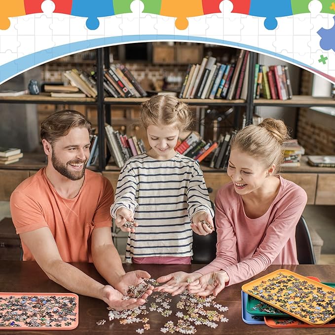 8 Pcs 12'' x 8.7'' Extra Large Puzzle Sorting Trays Stackable Puzzle Trays for Sorting Piece Sorter Jigsaw Storage Accessory for Sorting 2000/3000/5000/6000 Pieces