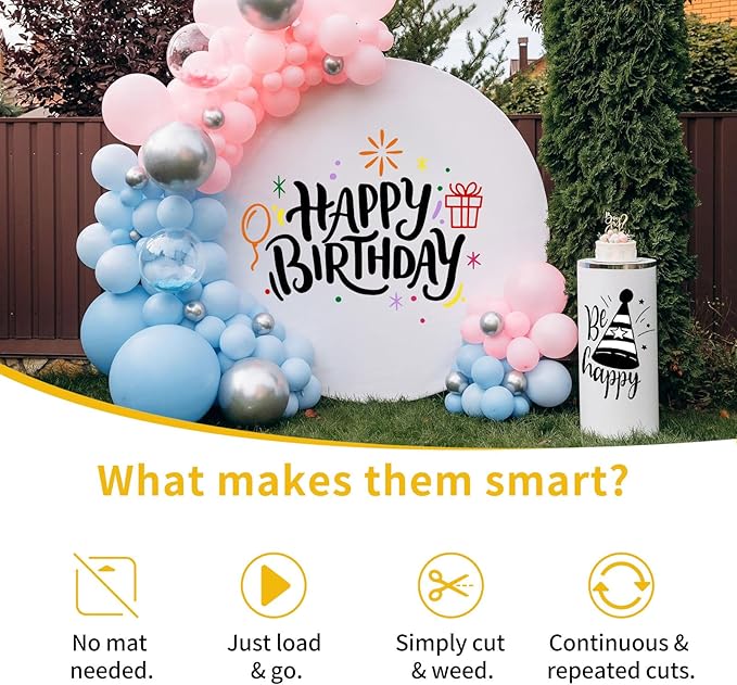 TECKWRAP Smart Permanent Vinyl, (13in x 14ft) - Adhesive Craft Vinyl - Matless Cutting & Easy to Apply for DIY Decal Projects with Maker 3 / Explore 3 Machines, Matte Black