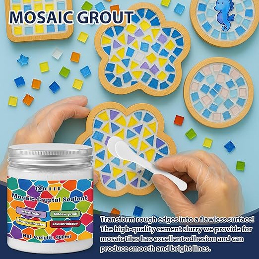 400g White Crystal Mosaic Grout, Handmade Grouting Filling Gaps Mosaic Tile Grout, Perfect Choice for DIY Craft Projects Mosaics