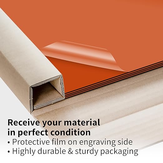 Trotec TroLase | 12"x12"x1/16", 8 Pcs | Orange/Black | 2 Ply | Modified Acrylic | Laser Engraving Double Color Plastic Sheet | Engraving Blanks for Laser, Saw, Guillotine | Made in USA