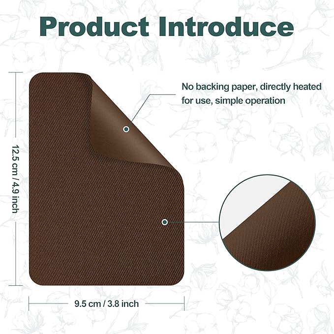 Iron on Patches for Clothes, 8 Pieces Patches for Cloth, 100% Cotton Fabric Patches for Clothing, Bag, Hat Repair, Clothing Repair Decorating Kit 3.7" by 4.9" (9.5 cm x 12.5 cm, Brown)