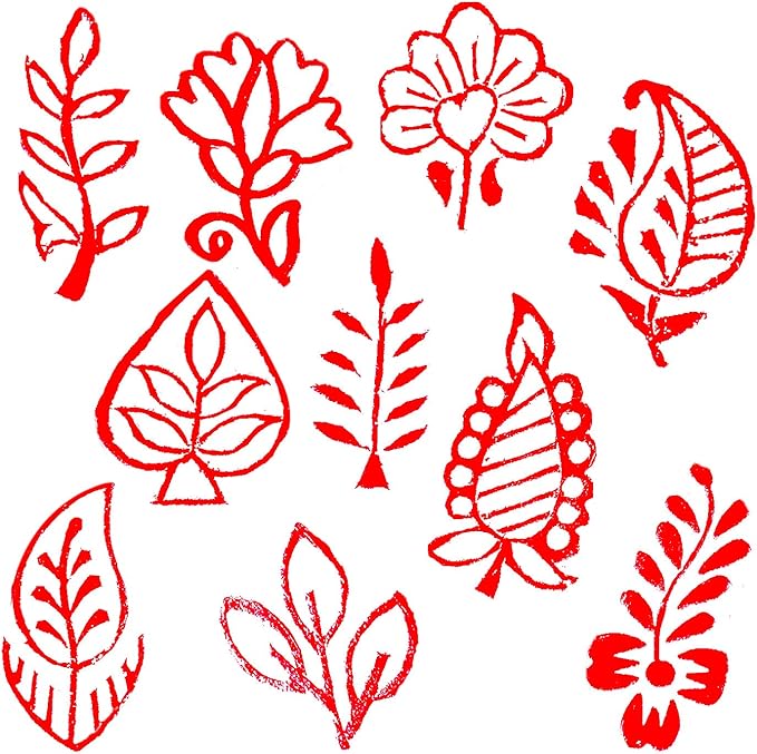 Royal Kraft Assorted Wooden Printing Stamps (Set of 10) - DIY Henna Fabric Textile Paper Clay Pottery Blocks Htag2189