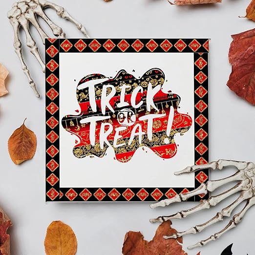 Whaline 12 Rolls Halloween Washi Tapes Red Black Foil Gold Decorative Tapes Skull Spider Web Pumpkin Pattern Masking Tapes for Halloween Scary Scrapbook Journal DIY Craft Gift Wrapping, 9.8Ft