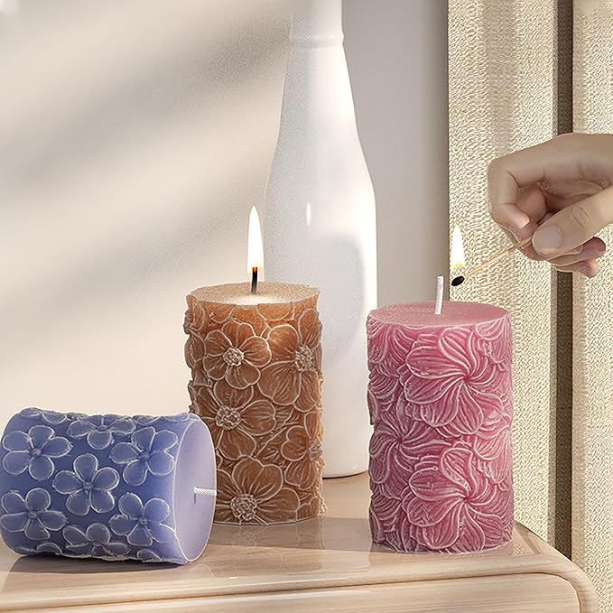 Cylinder Molds Silicone Wave Spiral Candle Mold - Silicone Resin Casting Molds for Candle & Resin & Soap Craft Supplies (cr-Petal-x5)