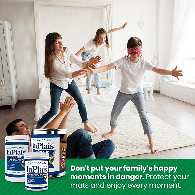 InPlais Non-Slip Area Rug Backing 1-Gallon (3.7854 Liters) Fabric & Floor Safe Latex Layer | Easy, Paint-On Application Liquid | Kitchen, Bathroom, Hallway, Living Room | Dries Quickly