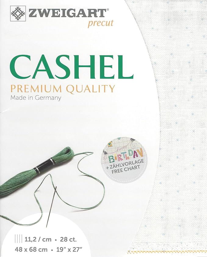 Precut Zweigart Cashel Mini Dots 28 Count White with Gray Mini Dots 3281/1129. Needlework Canvas, Cross Stitch Fabric, Embroidery Canvas 100% Linen