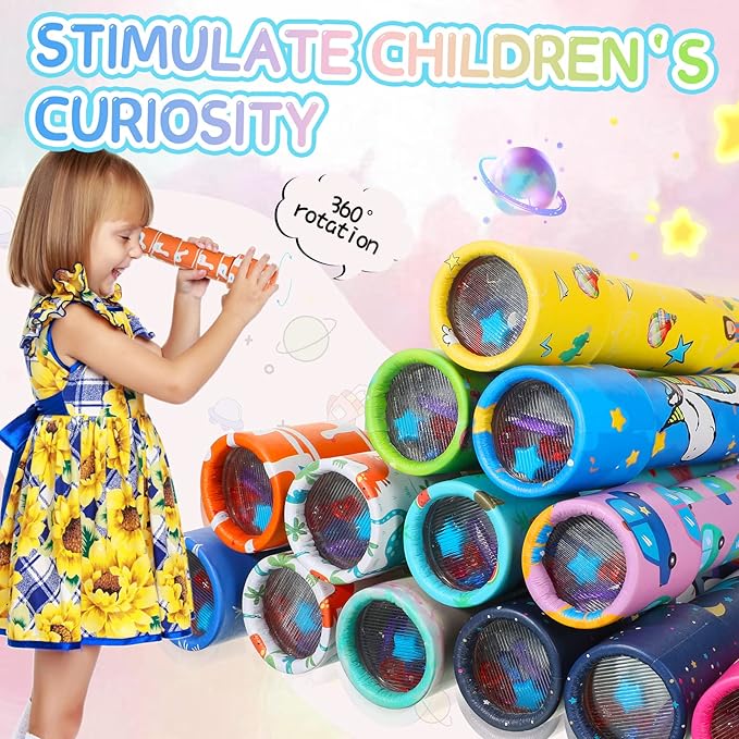 Chivao 30 Pcs Classic Kaleidoscopes Kids Vintage Toys, Return Gifts for Kids Birthday Mini Kaleidoscope Kit for School Classroom Prizes, Stock Stuffers Bag Fillers, Random Colors(Cute Style)