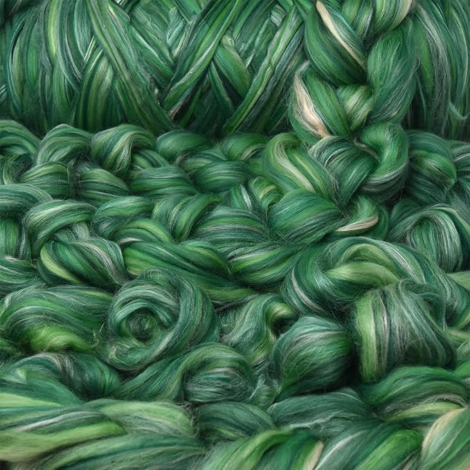 Merino Silk Luxe Tonal Designer Blend. Superfine Merino, Mulberry Silk, Tussah Silk. Top Roving for Spinning or Felting. Eden 4oz