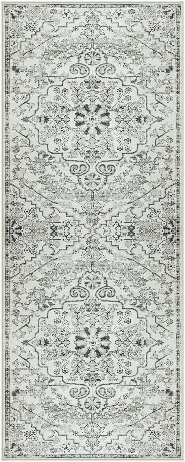Lahome Bohemian 2'8" x 10' Washable Long Hallway Runner Rug, Soft Kitchen Rug Runner, Non Slip Non-Shedding Stair Carpet Runners for Hall Bathroom Hardwood Floors, Beige