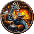 Wooden Puzzles for Adults, Dragon Family Night Reading Wooden Jigsaw Puzzle 450 PCS Unique Shape Wood Puzzle Adult, 3D Visual Effect Flat Puzzle Birthday Family Games (XL-17.3 * 17.3in)