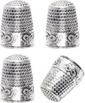 4Pack Thimbles for Hand Sewing, Sewing Thimble Hand-Working Sewing Thimble Finger Protector (Silver)