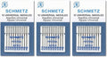 SCHMETZ Universal Sewing Machine Needles, Three 10-Pack Assortment, 30 Needles, 70/10, 80/12, 90/14, 100/16