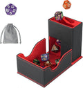 Dice Roller Tower, Premium DND Magnetic Dice Tray, Foldable PU Leather Dice Tower RPG Gifts for Dungeons and Dragons MTG Dm & Player Black/Red