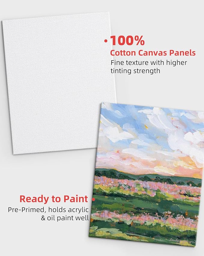 Simetufy 36 Pack 5 x 7 Inch Canvas Boards Small Painting Canvas for Kids, Blank Canvas Panels Gesso Primed Acid-Free 100% Cotton for Acrylics Oil Watercolor Tempera Paints
